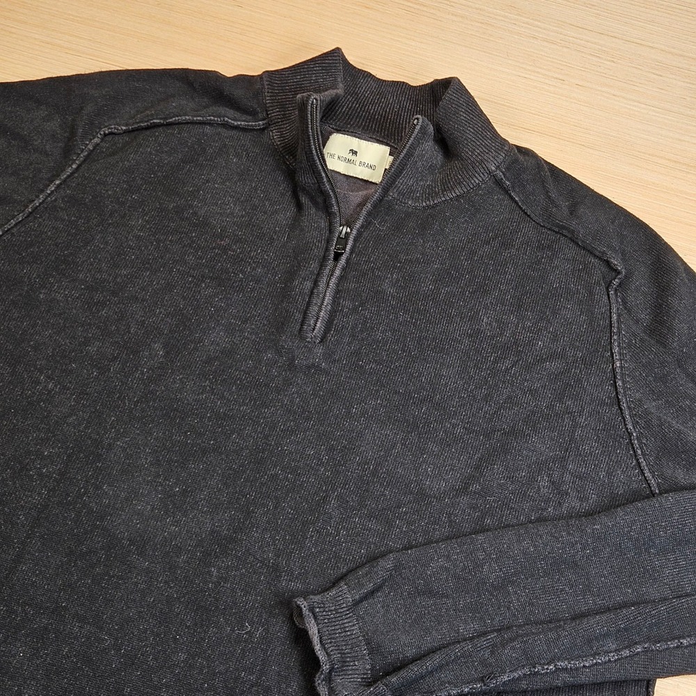 The Normal Brand 1/4 Zip Sweater Mens XXL Black Cotton Pullover Casual Comfort
